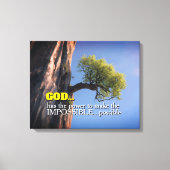 God Can Make Impossible Possible -Cliffside Tree キャンバスプリント (正面)