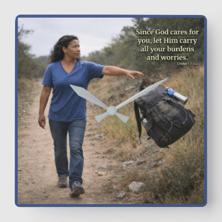 God cares for you スクエア壁時計