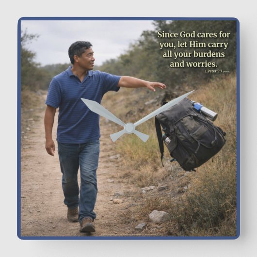 God cares for you スクエア壁時計 (正面)