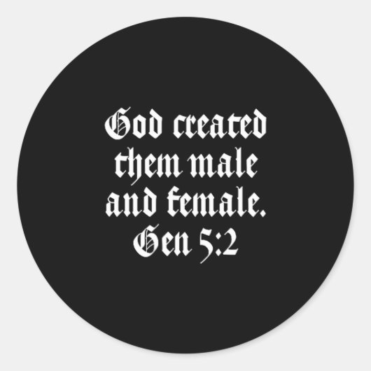 God D Them Male And Female - Gen 5_2 Religion Gott ラウンドシール (正面)