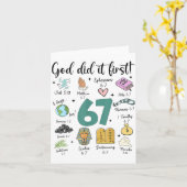 God Did It First 67 Meme Retro Christian Funny Fai カード (黄色い花)