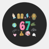 God Did It First Christian 6 7 Meme Six Seven Bibl ラウンドシール (正面)