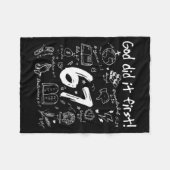 God Did It First Funny Christian 6 7 Six Seven フリースブランケット (正面(横))