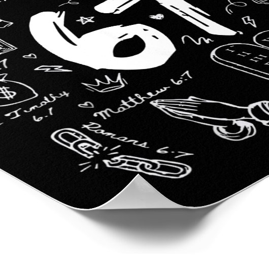 God Did It First Funny Christian 6 7 Six Seven  ポスター (角)