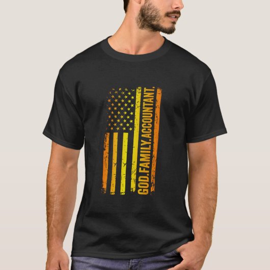 God Family Accountant US American Flag Father's Da Tシャツ (正面)
