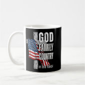 God Family Country American Flag Christian Patriot コーヒーマグカップ (左)