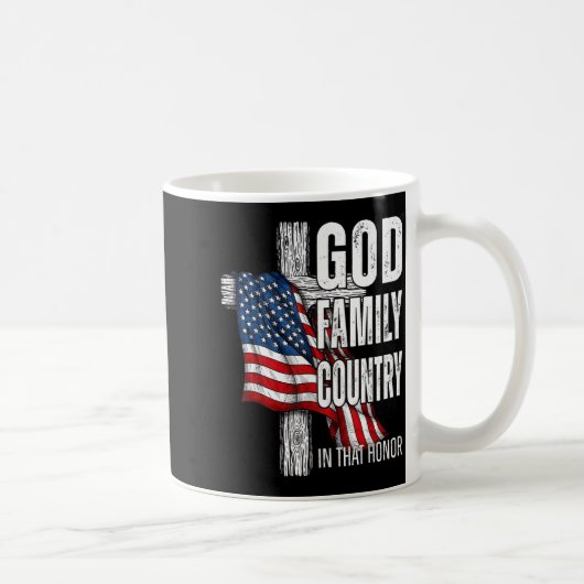 God Family Country American Flag Christian Patriot コーヒーマグカップ (右)