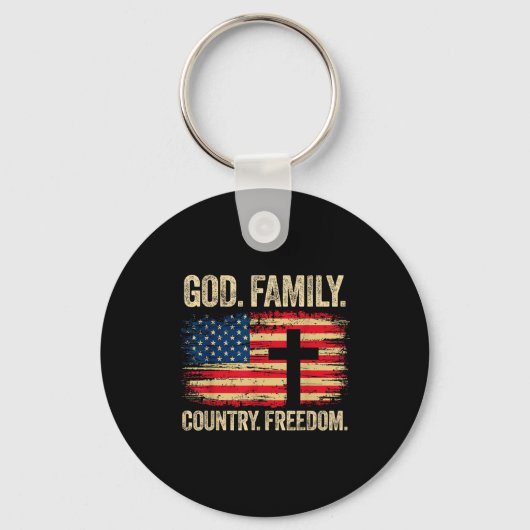 God Family Country Dom Usa Flag Cross  キーホルダー (正面)