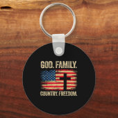 God Family Country Dom Usa Flag Cross  キーホルダー (正面)