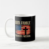 God Family Country Dom Usa Flag Cross コーヒーマグカップ (左)