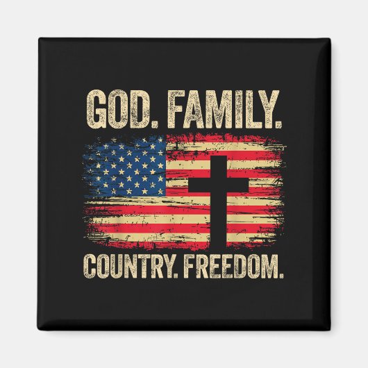 God Family Country Dom Usa Flag Cross  マグネット (正面)