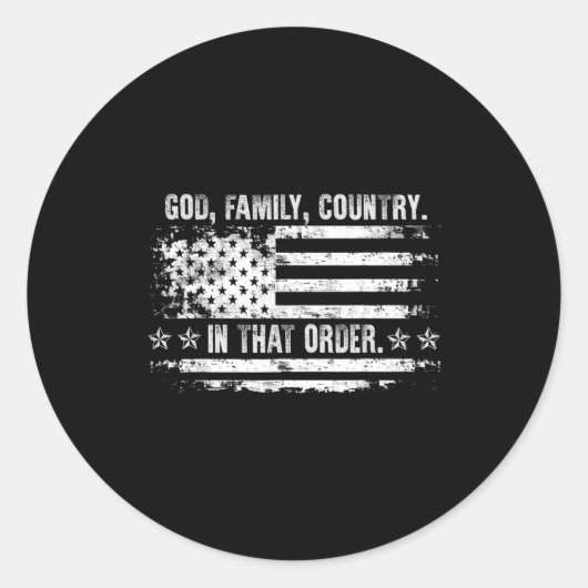 God Family Country Patriotic Faith Pride Usa For S ラウンドシール (正面)
