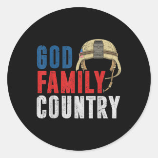 God Family Country Soldier Usa American 誇りを持った Mem ラウンドシール