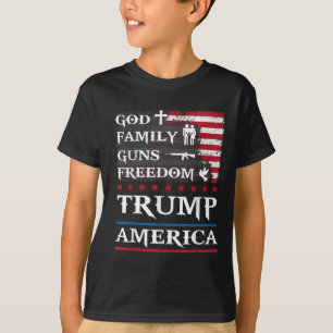 God Family Guns & Freedom Trump Americaサポート Tシャツ
