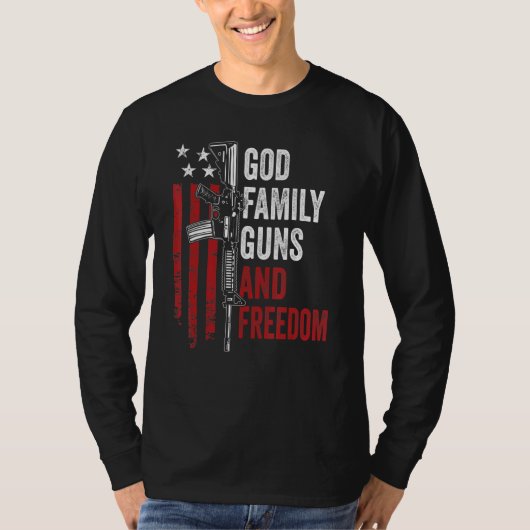 God Family Guns Freedom Ar15 Pro Gun American Us Tシャツ (正面)