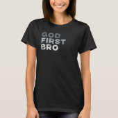 God First Bro Religious Bible Jesus Christian Tシャツ (正面)
