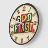 God First Faith Wall Decor Gift ラージ壁時計 (傾斜)