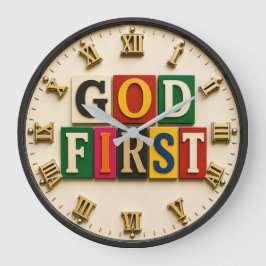 God First Faith Wall Decor Gift ラージ壁時計