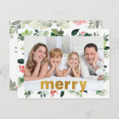 God Foilメリーフェスティバル緑のパーソナライズされた写真 シーズンポストカード (正面/裏面)
