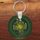 God Ganesha on green - Keychain キーホルダー (正面)