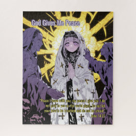God Gives Me Peace - Christian Vintage Retro Anime ジグソーパズル