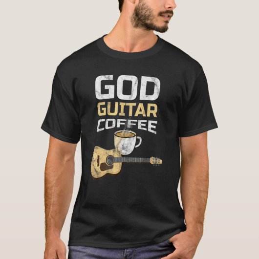 God Guitar CoffeeとJesus Guitarist Coffee Tシャツ (正面)