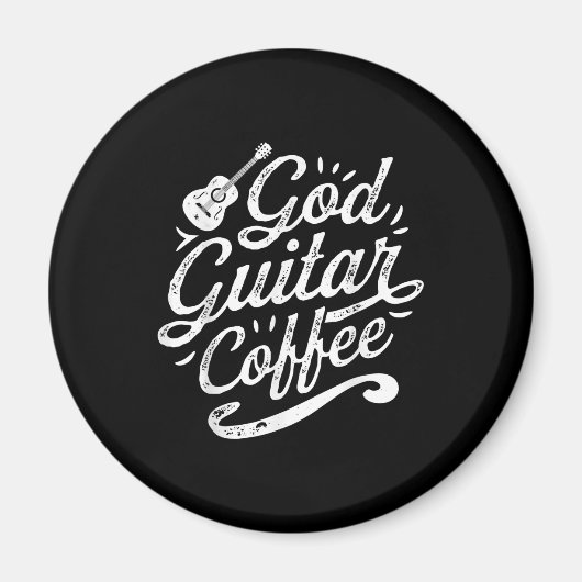 God Guitar Coffee Music Lover おもしろい Christian マグネット (正面)