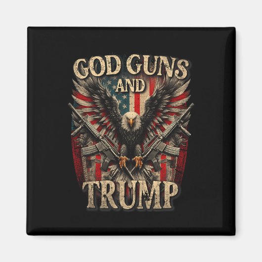 God Gunsとトランプ第2修正国旗Eagle Americ マグネット (正面)