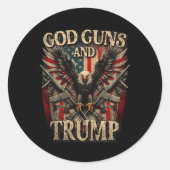 God Gunsとトランプ第2修正国旗Eagle Americ ラウンドシール (正面)