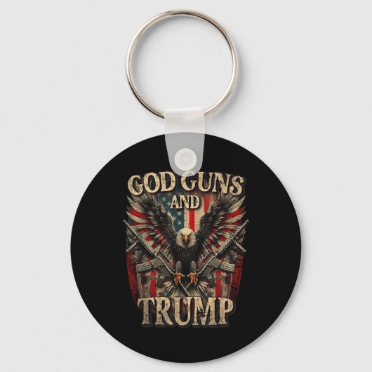 God Gunsとトランプ第2修正旗イーグル キーホルダー (正面)