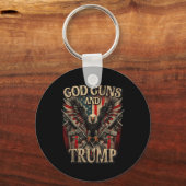 God Gunsとトランプ第2修正旗イーグル キーホルダー (正面)