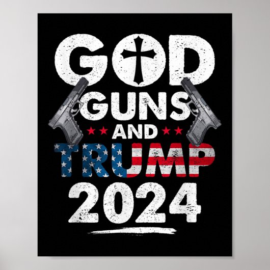God Gunsとトランプ2024アメリカ国旗 ポスター (正面)