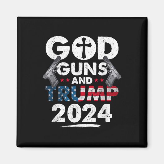 God Gunsとトランプ2024アメリカ国旗 マグネット (正面)