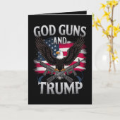 God Gunsとトランプ・イーグル・アメリカ国旗のヴィンテージ カード (黄色い花)