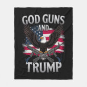 God Gunsとトランプ・イーグル・アメリカ国旗のヴィンテージ フリースブランケット (正面)