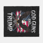 God Gunsとトランプ・イーグル・アメリカ国旗のヴィンテージ フリースブランケット (正面(横))