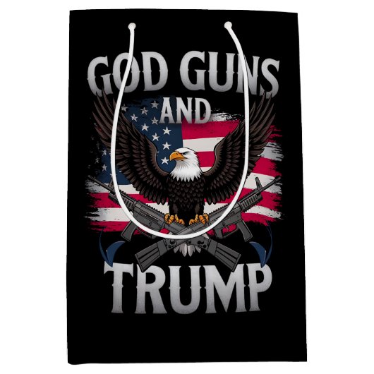 God Gunsとトランプ・イーグル・アメリカ国旗のヴィンテージ ミディアムペーパーバッグ (正面)