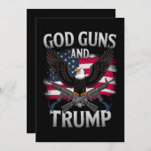 God Gunsとトランプ・イーグル・アメリカ国旗のヴィンテージ 招待状 (正面/裏面)