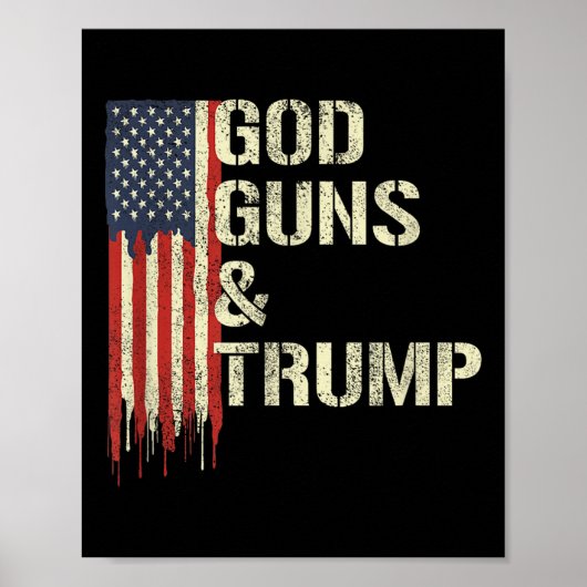 God GunsとトランプI第2補正トランプ国旗 ポスター (正面)