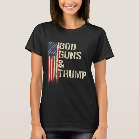 God GunsとトランプI第2補正トランプ国旗 Tシャツ (正面)