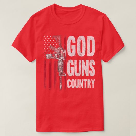 God Guns Country AR15 Gun Rights American Flag Pat Tシャツ (デザイン正面)