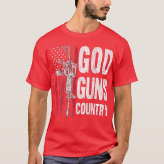 God Guns Country AR15 Gun Rights American Flag Pat Tシャツ