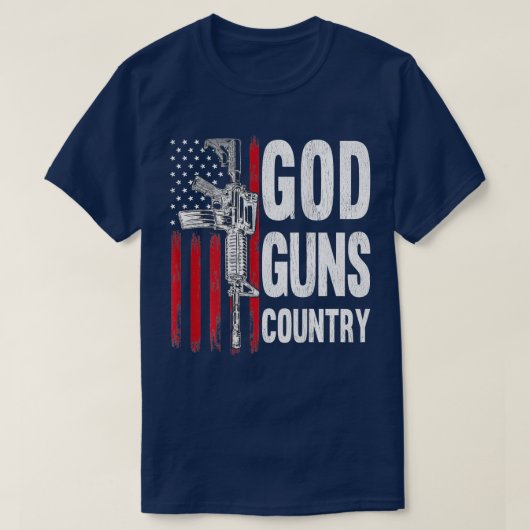 God Guns Country AR15 Gun Rights American Flag Pat Tシャツ (デザイン正面)
