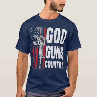 God Guns Country AR15 Gun Rights American Flag Pat Tシャツ