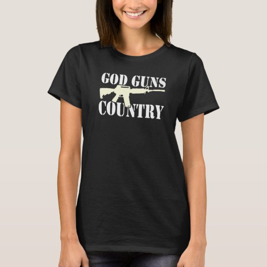 God Guns Country With Gun American Flag Patriotic  Tシャツ (正面)