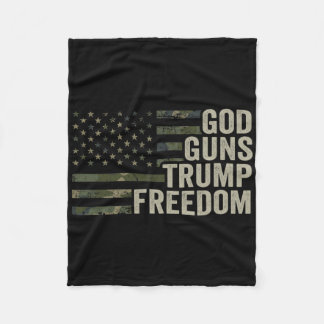 God Guns Trump Freedom - Funny Camouflage Pro Gun  フリースブランケット