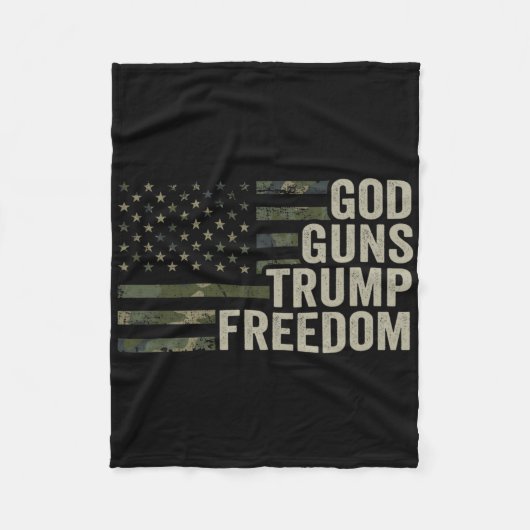 God Guns Trump Freedom - Funny Camouflage Pro Gun  フリースブランケット (正面)