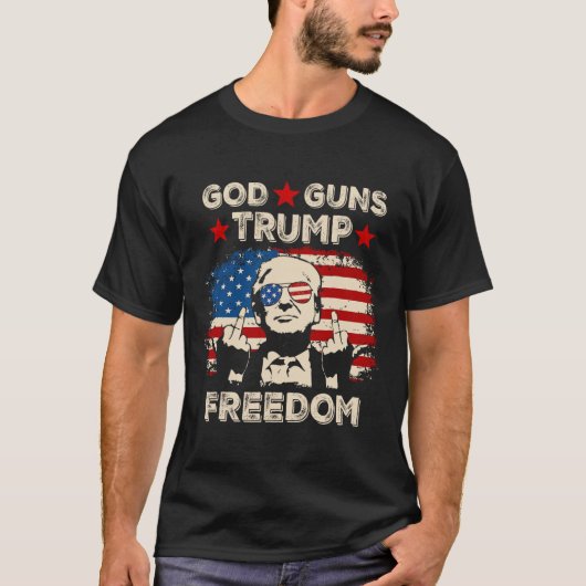 God Guns Trump Freedom Republican Conservative Vin Tシャツ (正面)