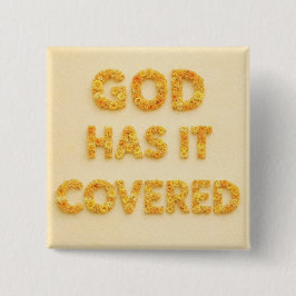 God has it covered yellow flowers Christian faith 缶バッジ