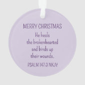 God Heals the Brokenhearted Light Purple Christmas オーナメント (裏面)
